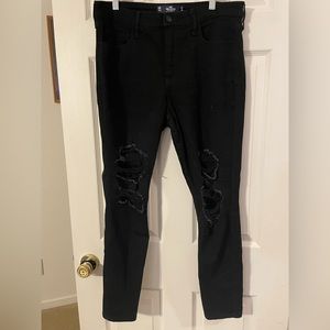 hollister size 15 distressed black skinny jeans